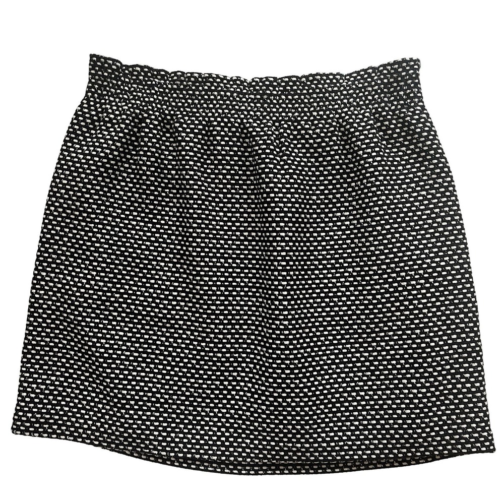 J. Crew Women's Size 8 Black White Tweed Mini Skirt Elastic Waist Pull-On Career